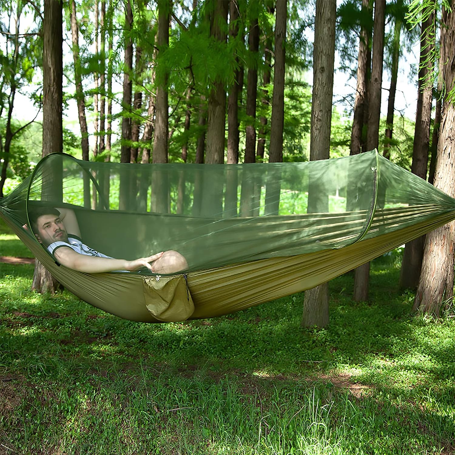 Junyora Camping Hammock with Mosquito Net and Tree Straps, Outdoor Camping
