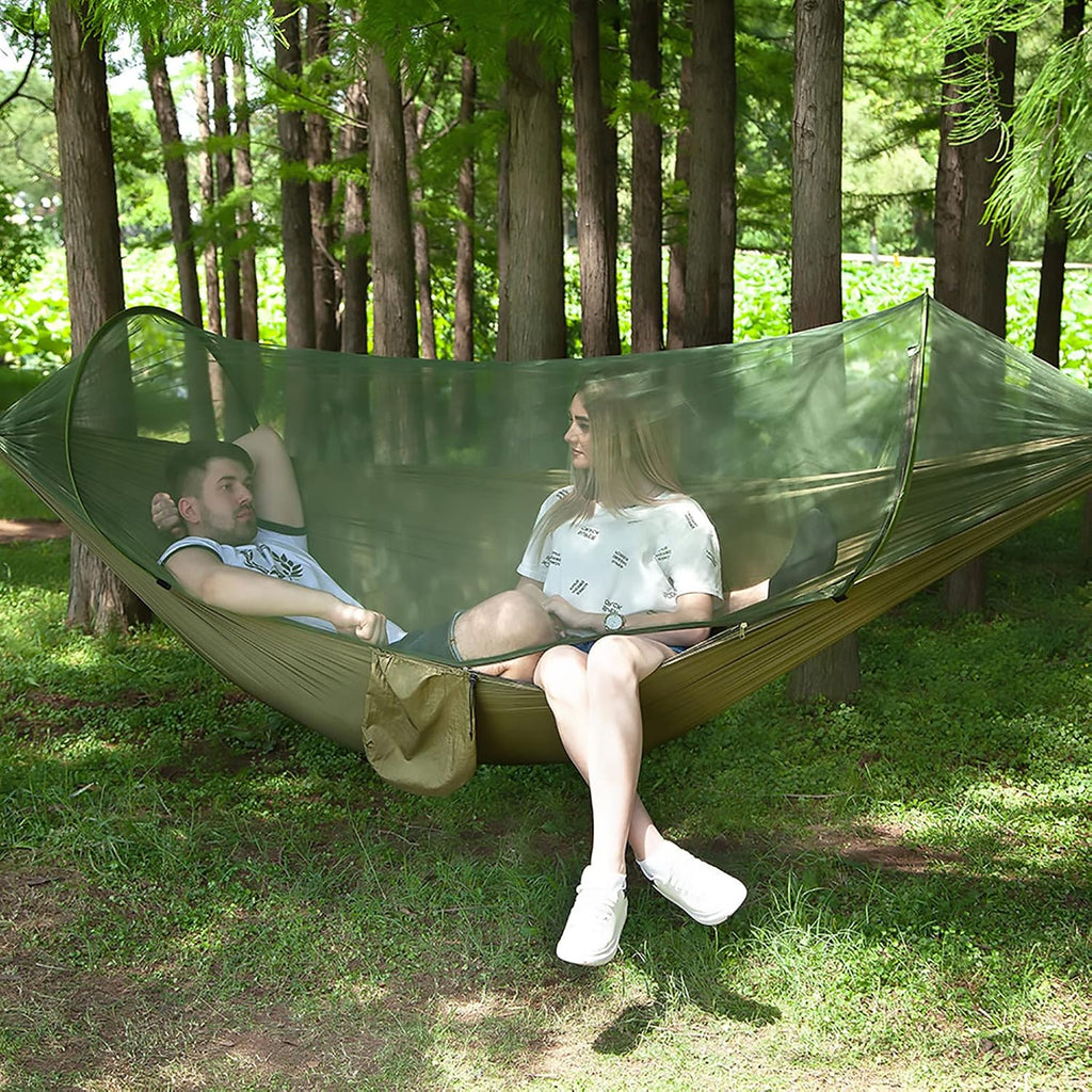 Junyora Camping Hammock with Mosquito Net and Tree Straps, Outdoor Camping