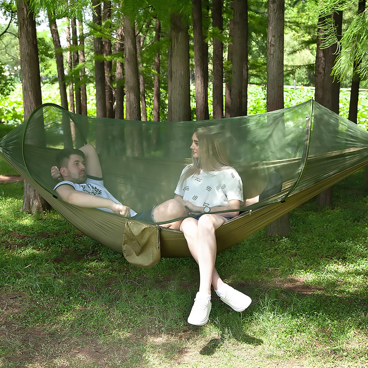 Junyora Camping Hammock with Mosquito Net and Tree Straps, Outdoor Camping