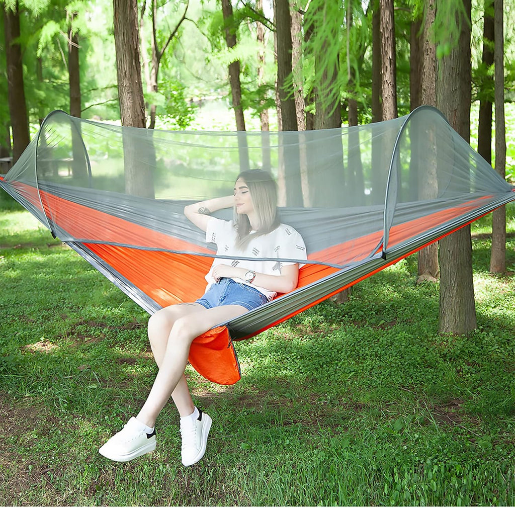 Junyora Camping Hammock with Mosquito Net and Tree Straps, Outdoor Camping