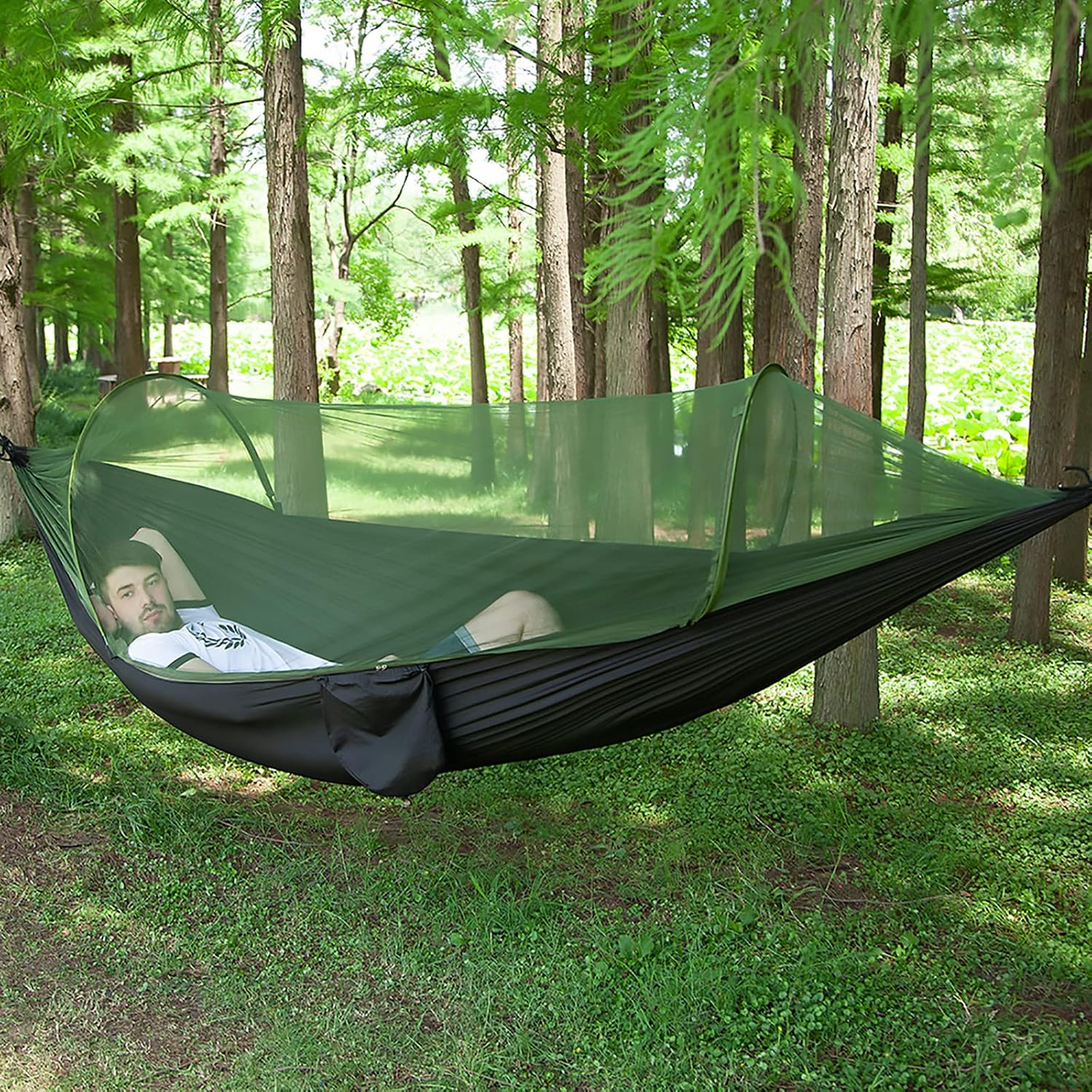 Junyora Camping Hammock with Mosquito Net and Tree Straps, Outdoor Camping