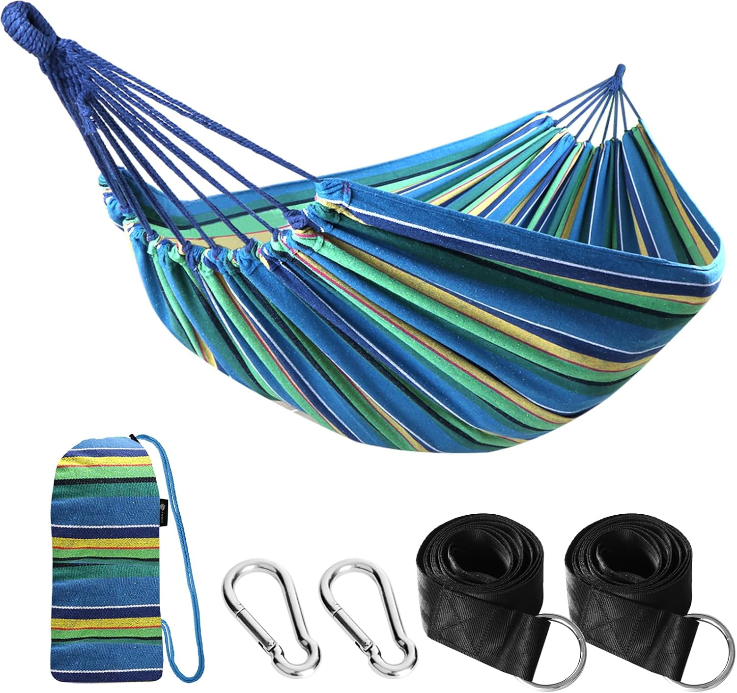 Junyora Cotton Camping Hammock with Tree Straps, Outdoor