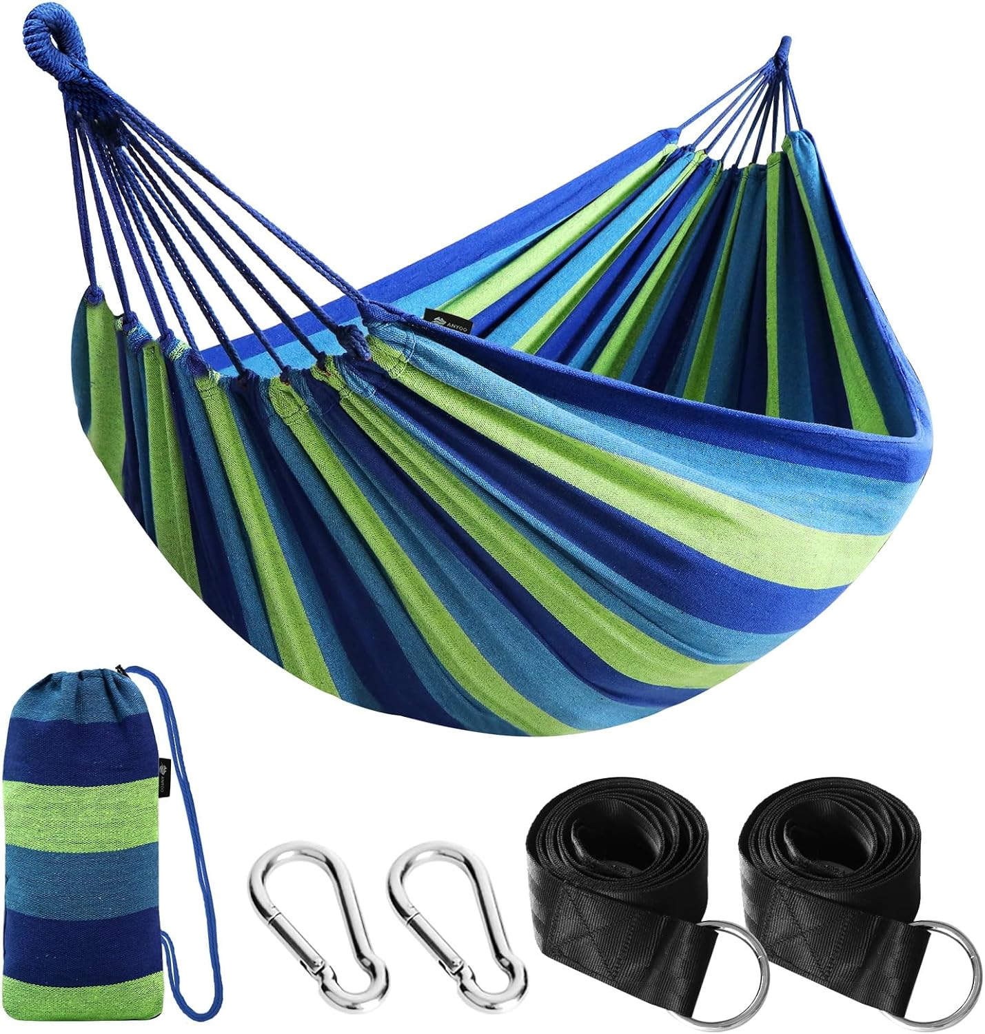 Junyora Cotton Camping Hammock with Tree Straps, Outdoor