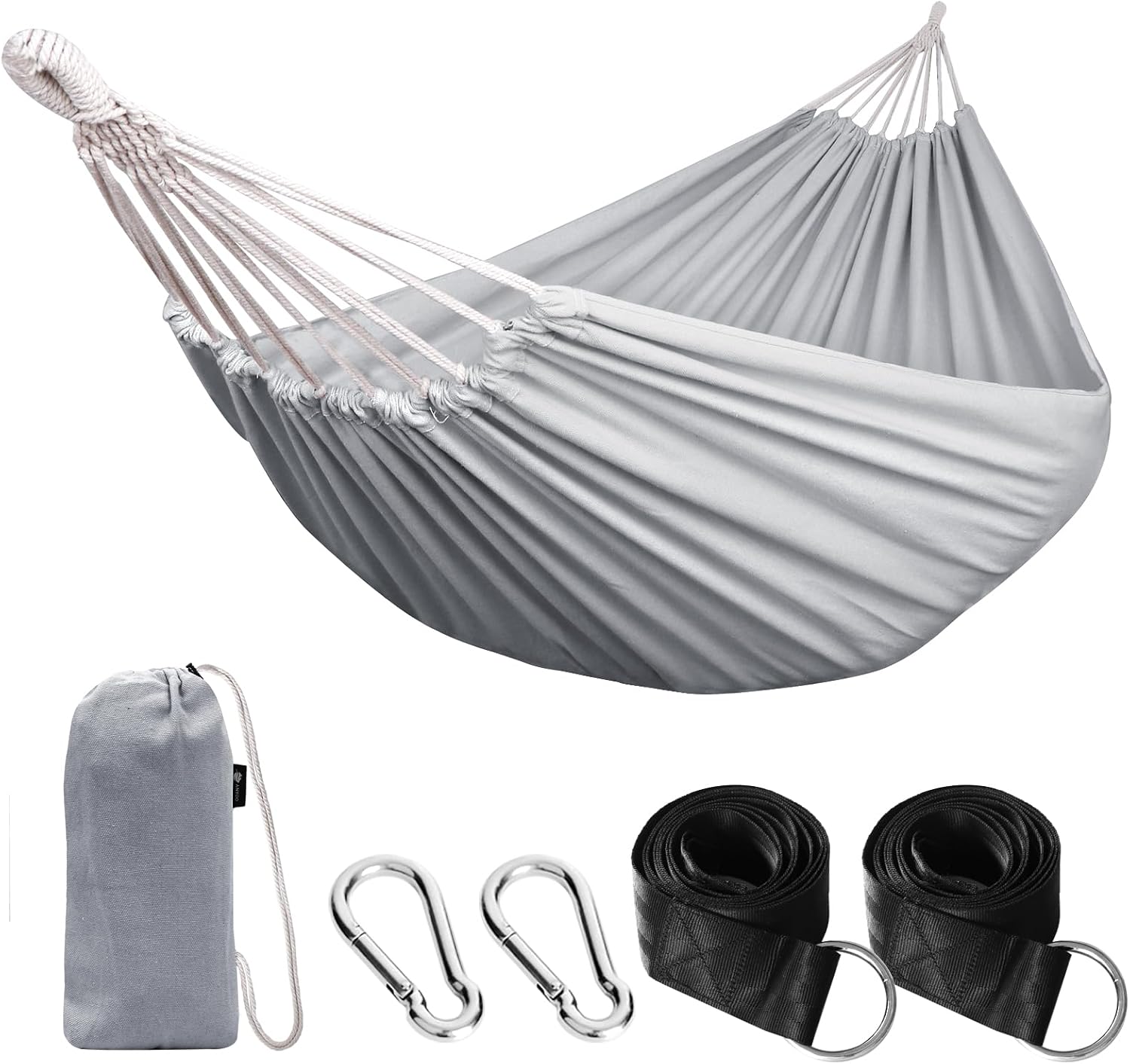 Junyora Cotton Camping Hammock with Tree Straps, Outdoor