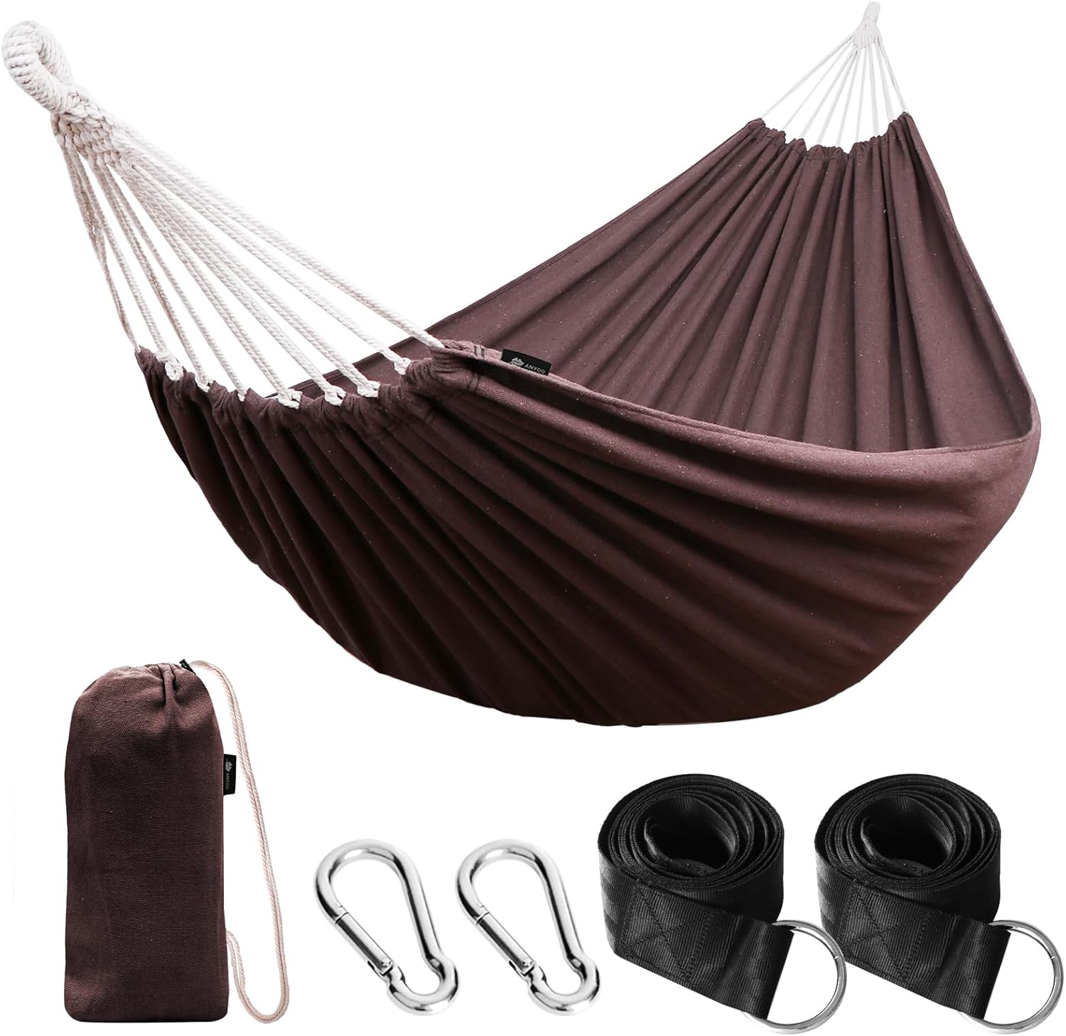 Junyora Cotton Camping Hammock with Tree Straps, Outdoor