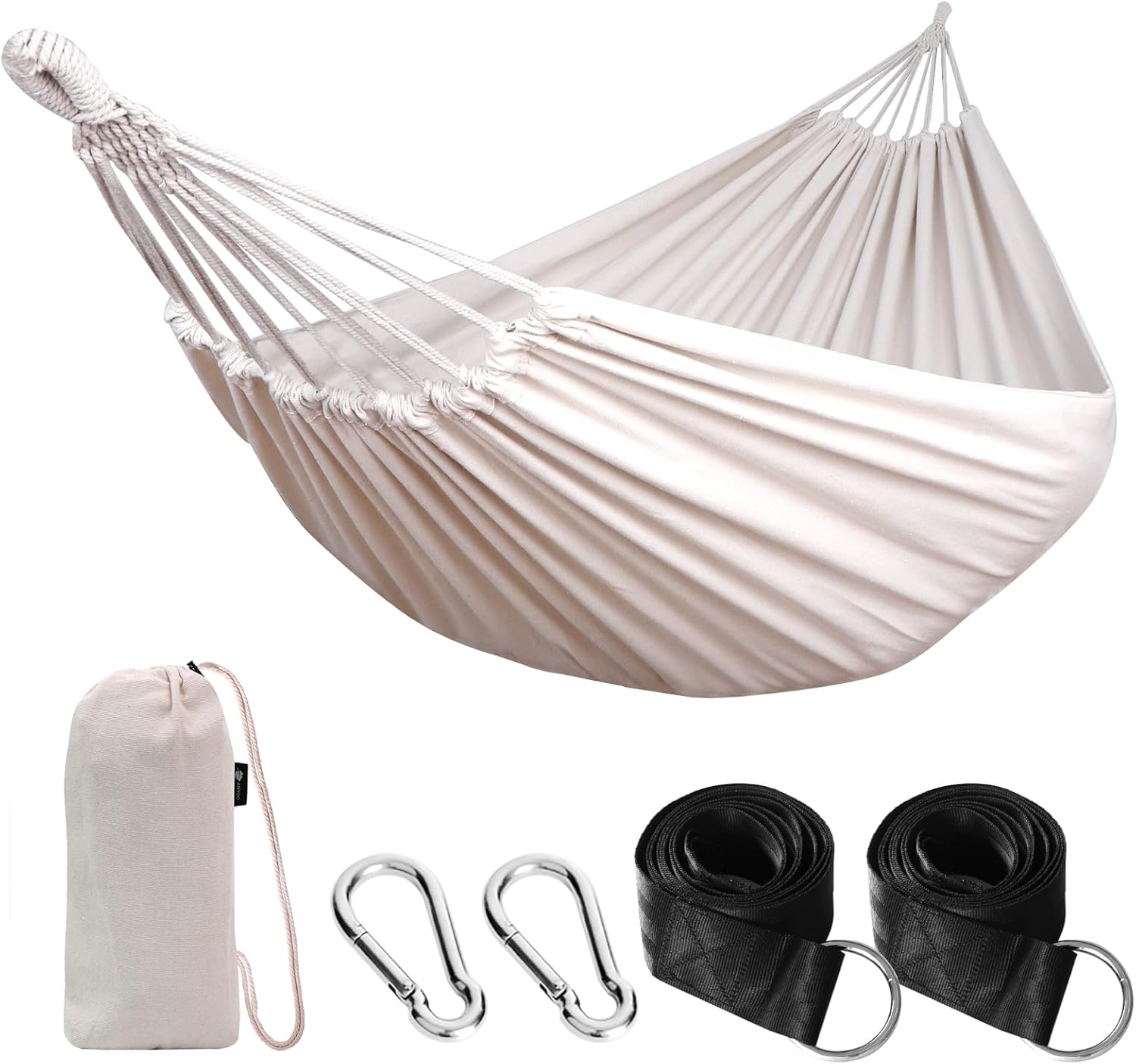 Junyora Cotton Camping Hammock with Tree Straps, Outdoor