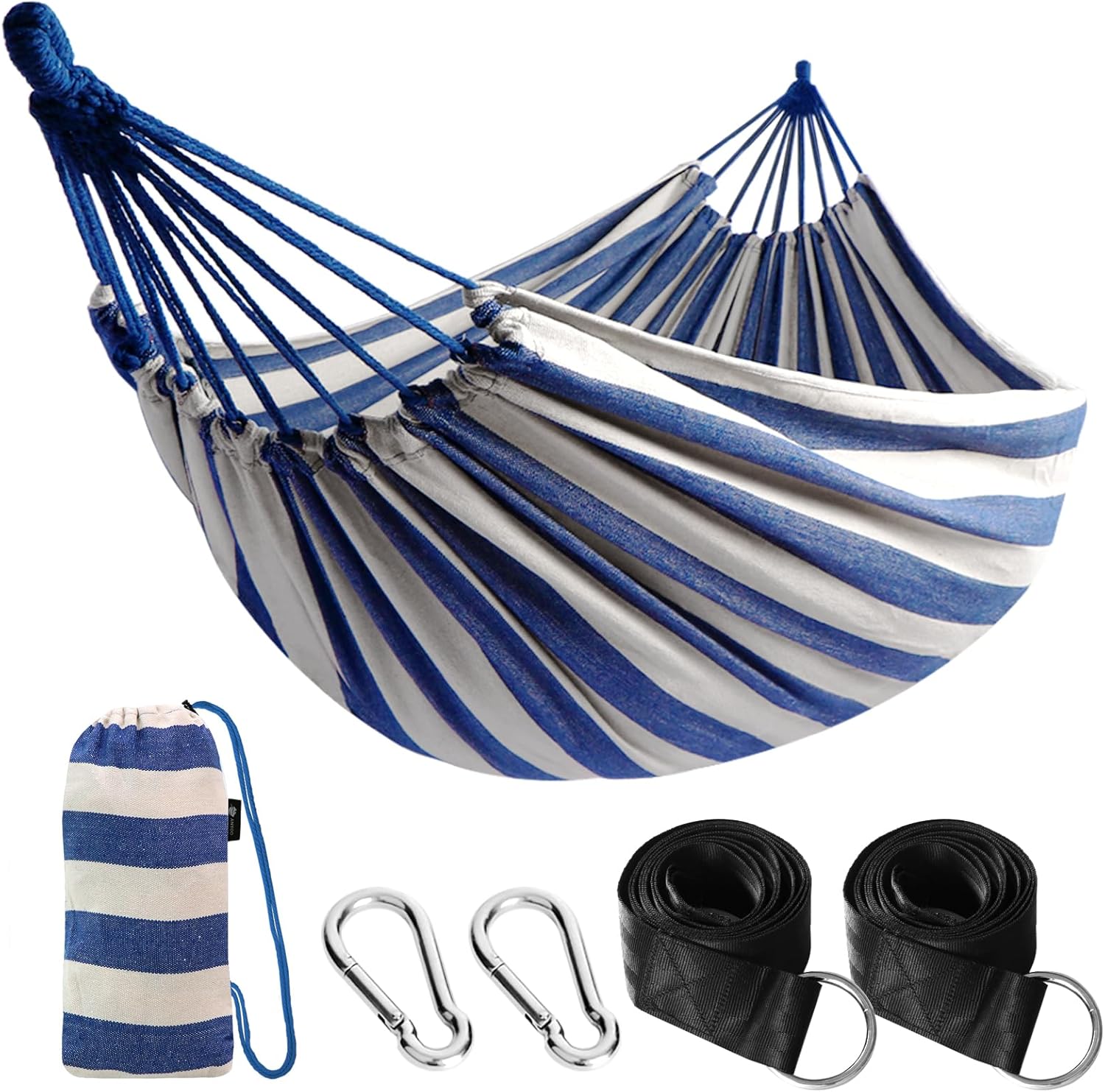 Junyora Cotton Camping Hammock with Tree Straps, Outdoor