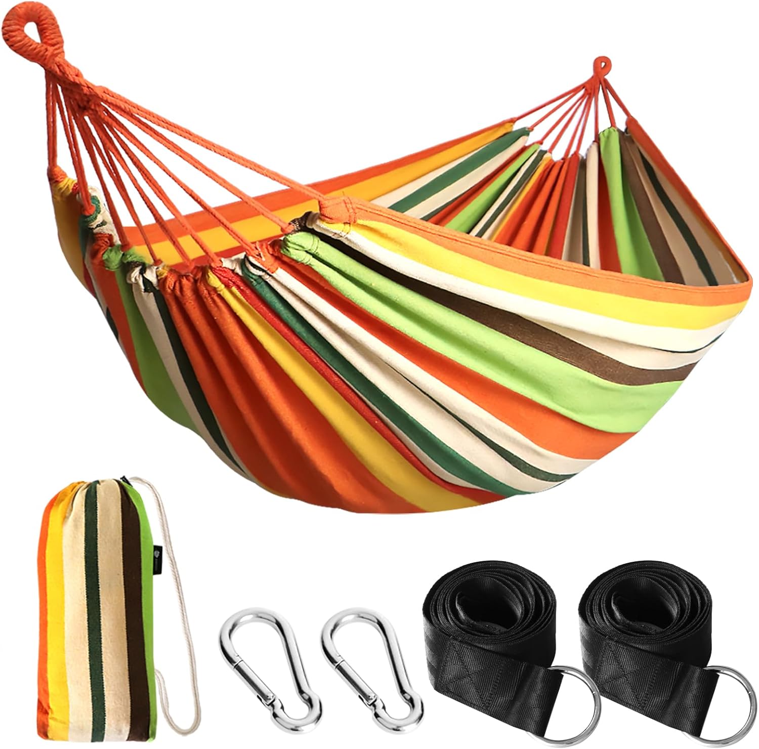 Junyora Cotton Camping Hammock with Tree Straps, Outdoor