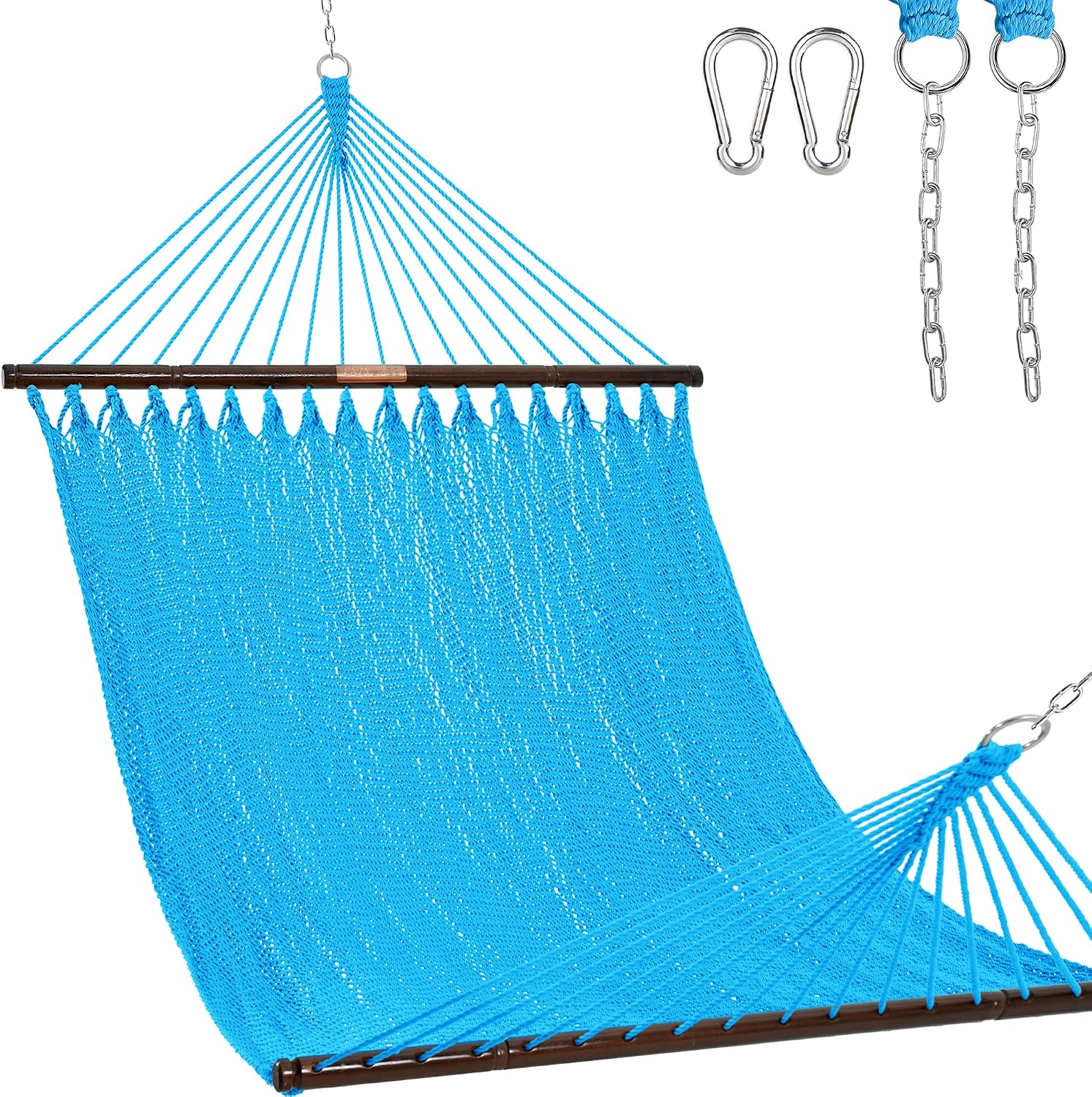 Junyora Double Rope Hammock with Spreader Bars, Outdoor Backyard