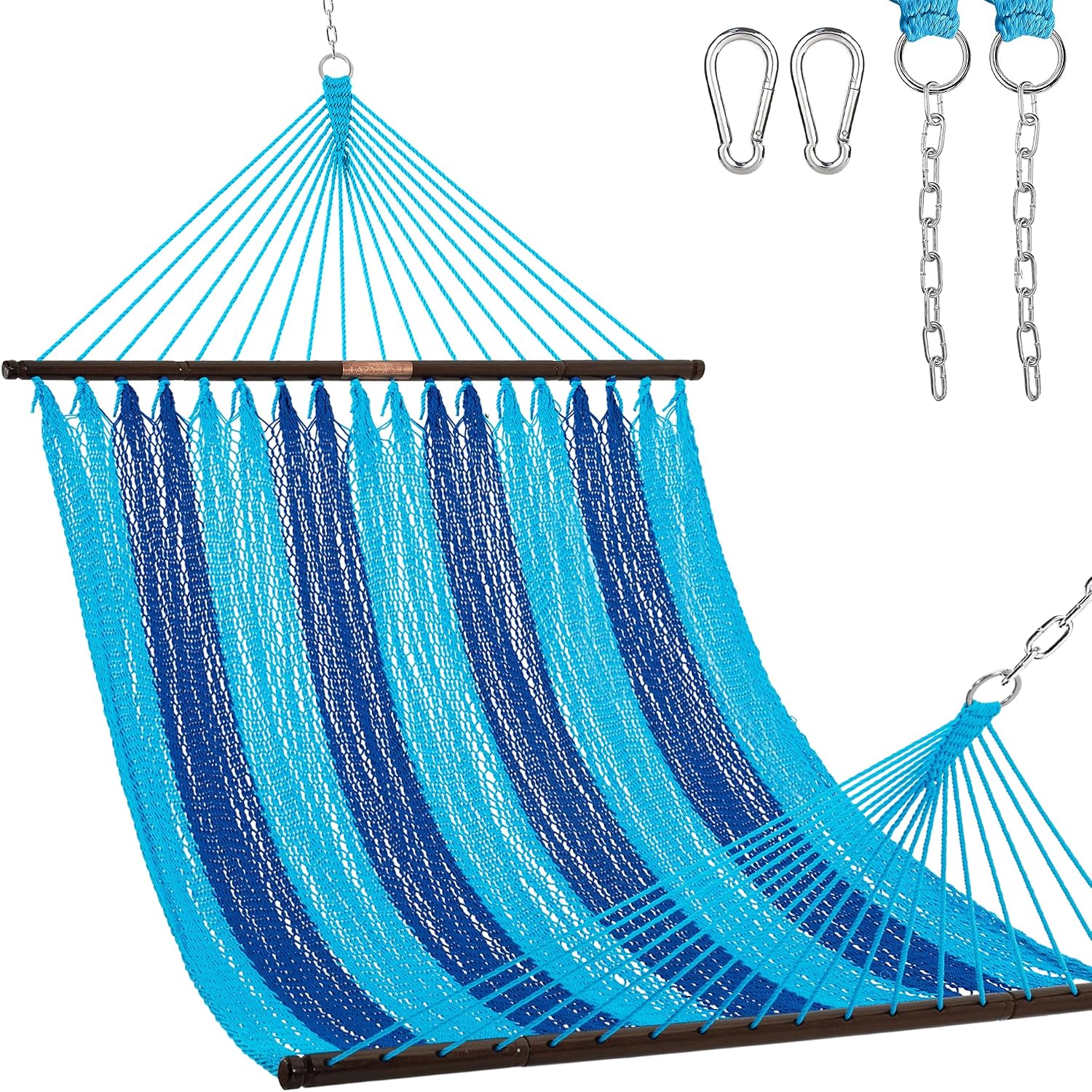 Junyora Double Rope Hammock with Spreader Bars, Outdoor Backyard
