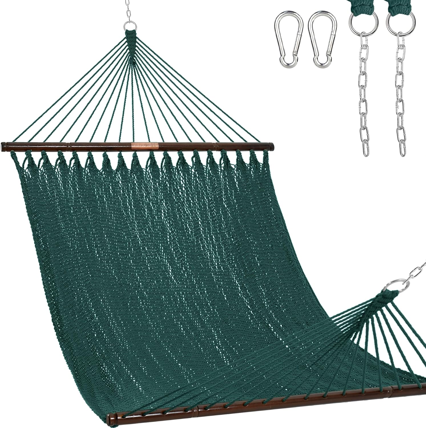 Junyora Double Rope Hammock with Spreader Bars, Outdoor Backyard