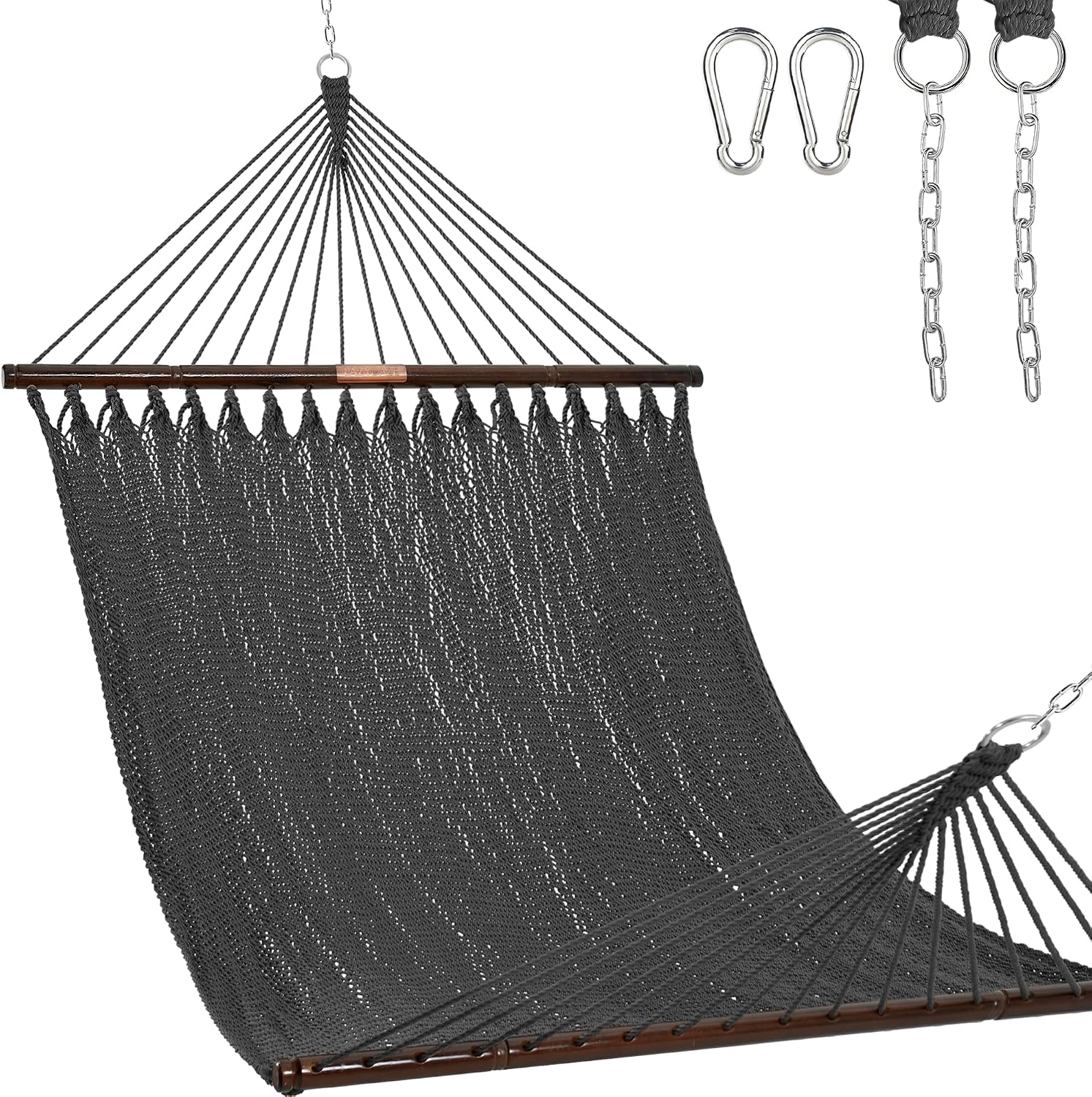 Junyora Double Rope Hammock with Spreader Bars, Outdoor Backyard