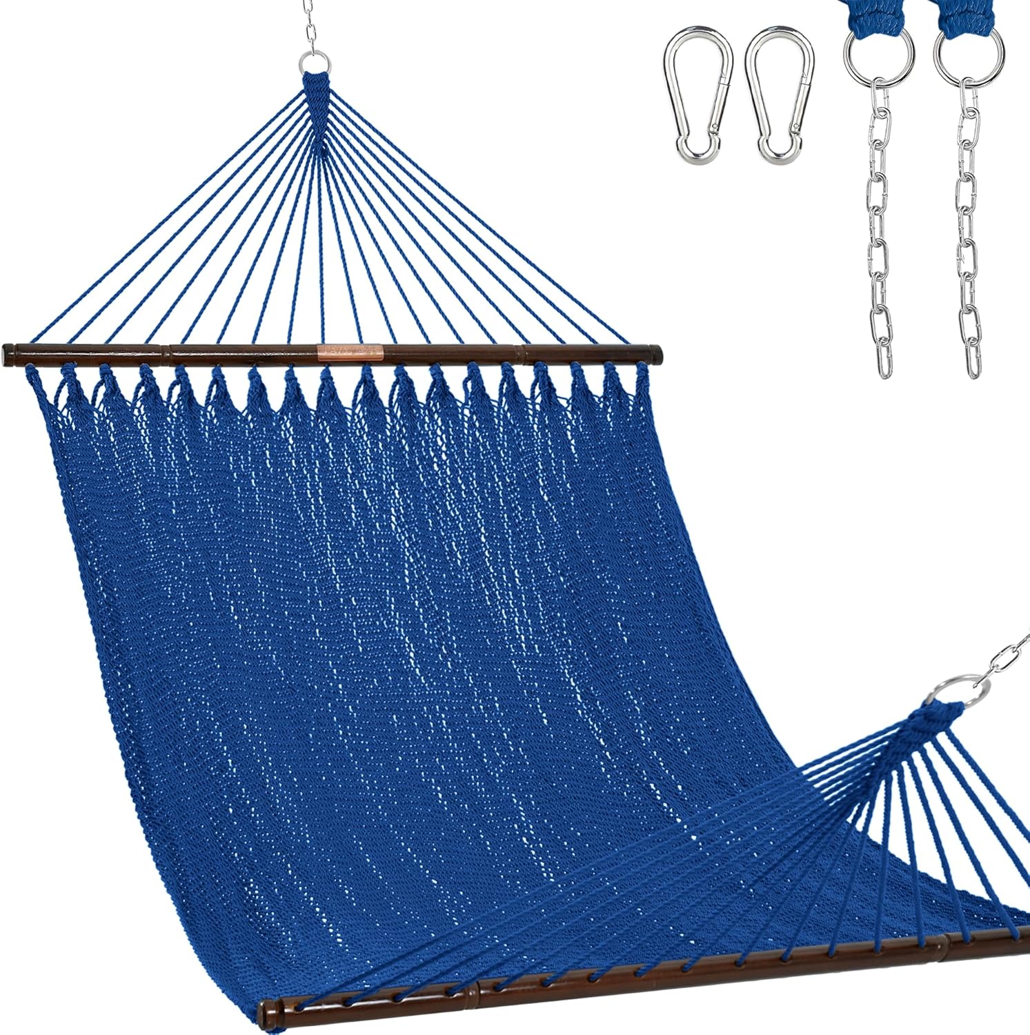Junyora Double Rope Hammock with Spreader Bars, Outdoor Backyard