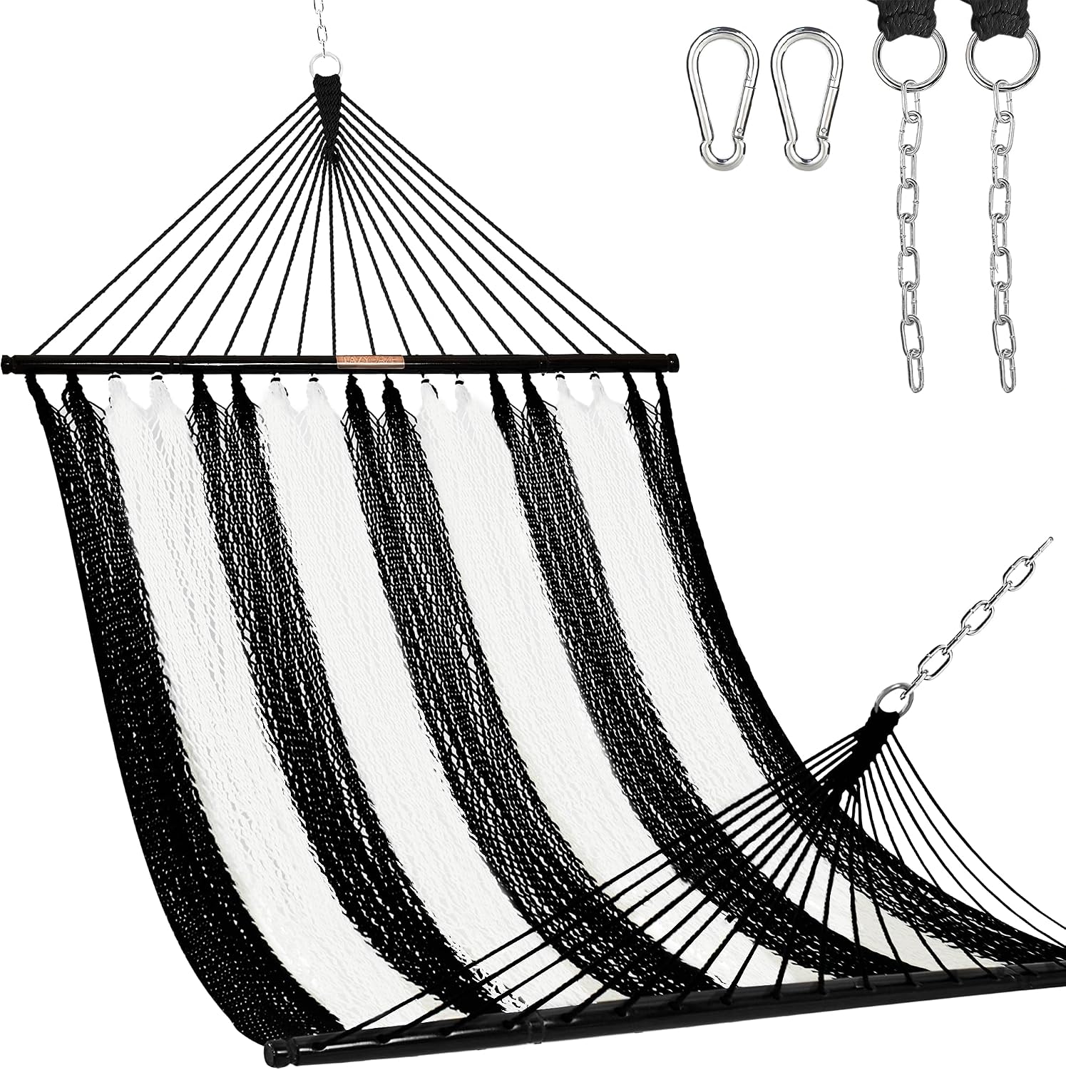 Junyora Double Rope Hammock with Spreader Bars, Outdoor Backyard