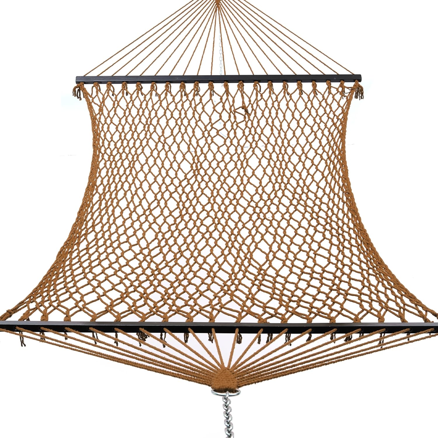 Junyora Double Cotton Rope Hammock with Wood Spreader Bar, Outdoor