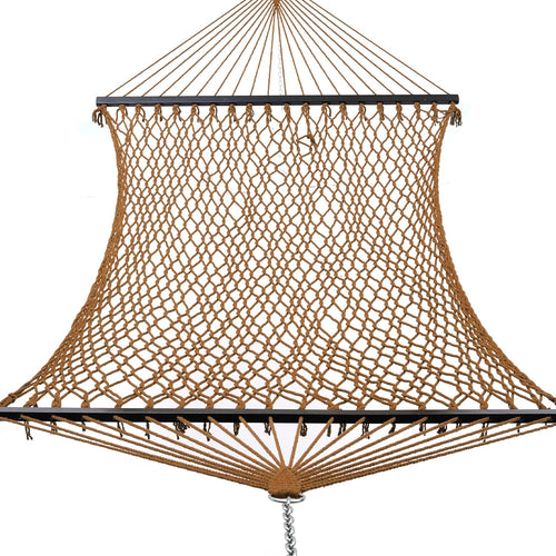 Junyora Double Cotton Rope Hammock with Wood Spreader Bar, Outdoor