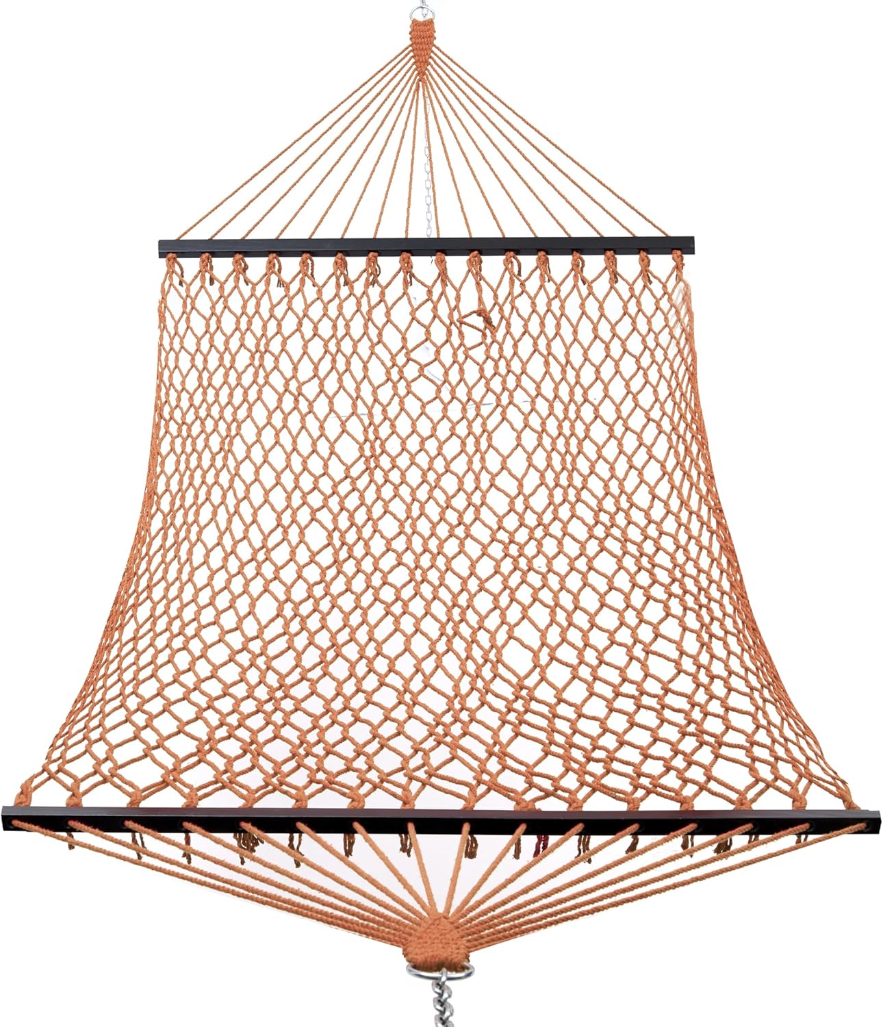 Junyora Double Cotton Rope Hammock with Wood Spreader Bar, Outdoor