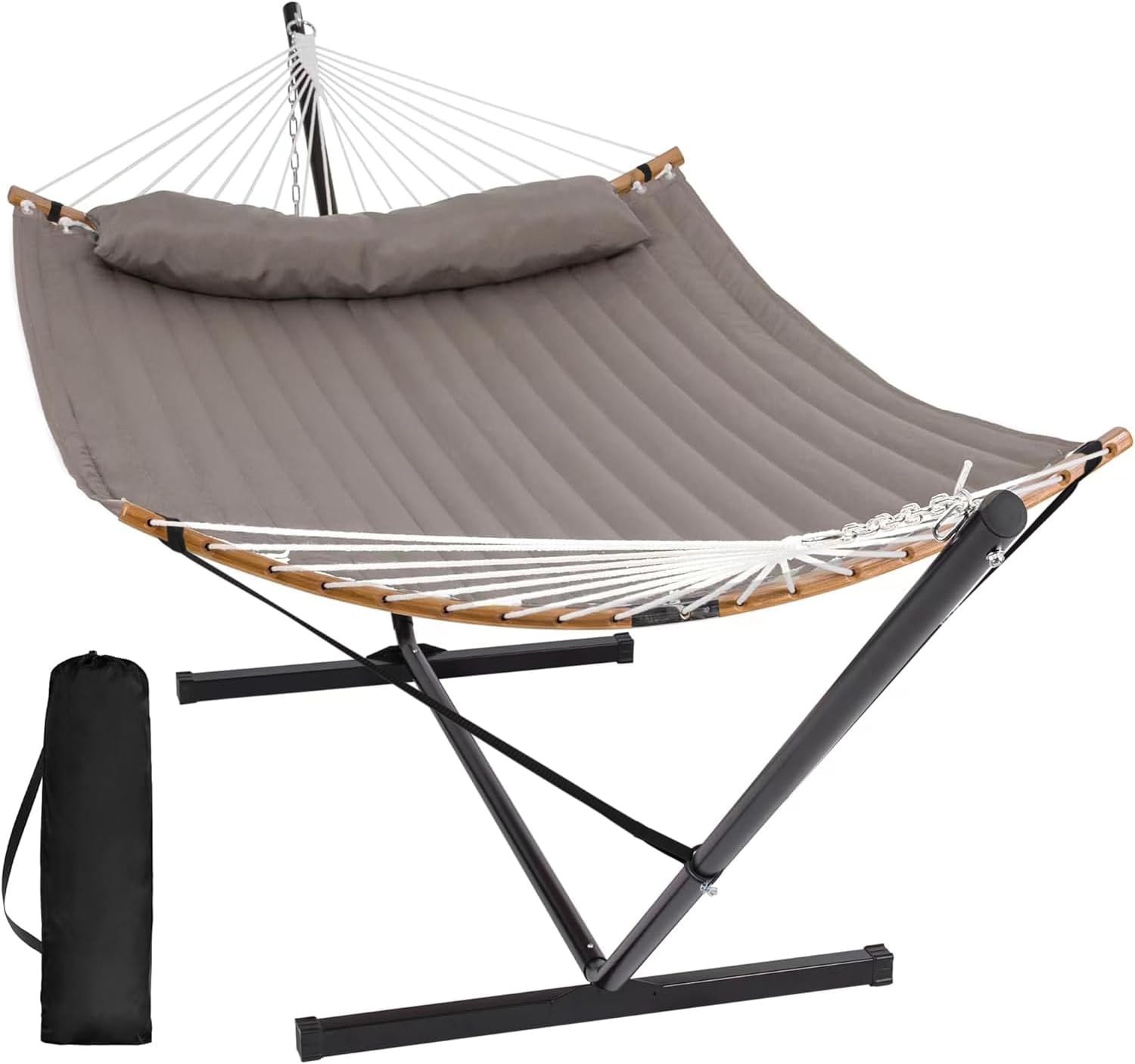 Junyora Portable Double Hammock with Spreader Bar Stand, Outdoor