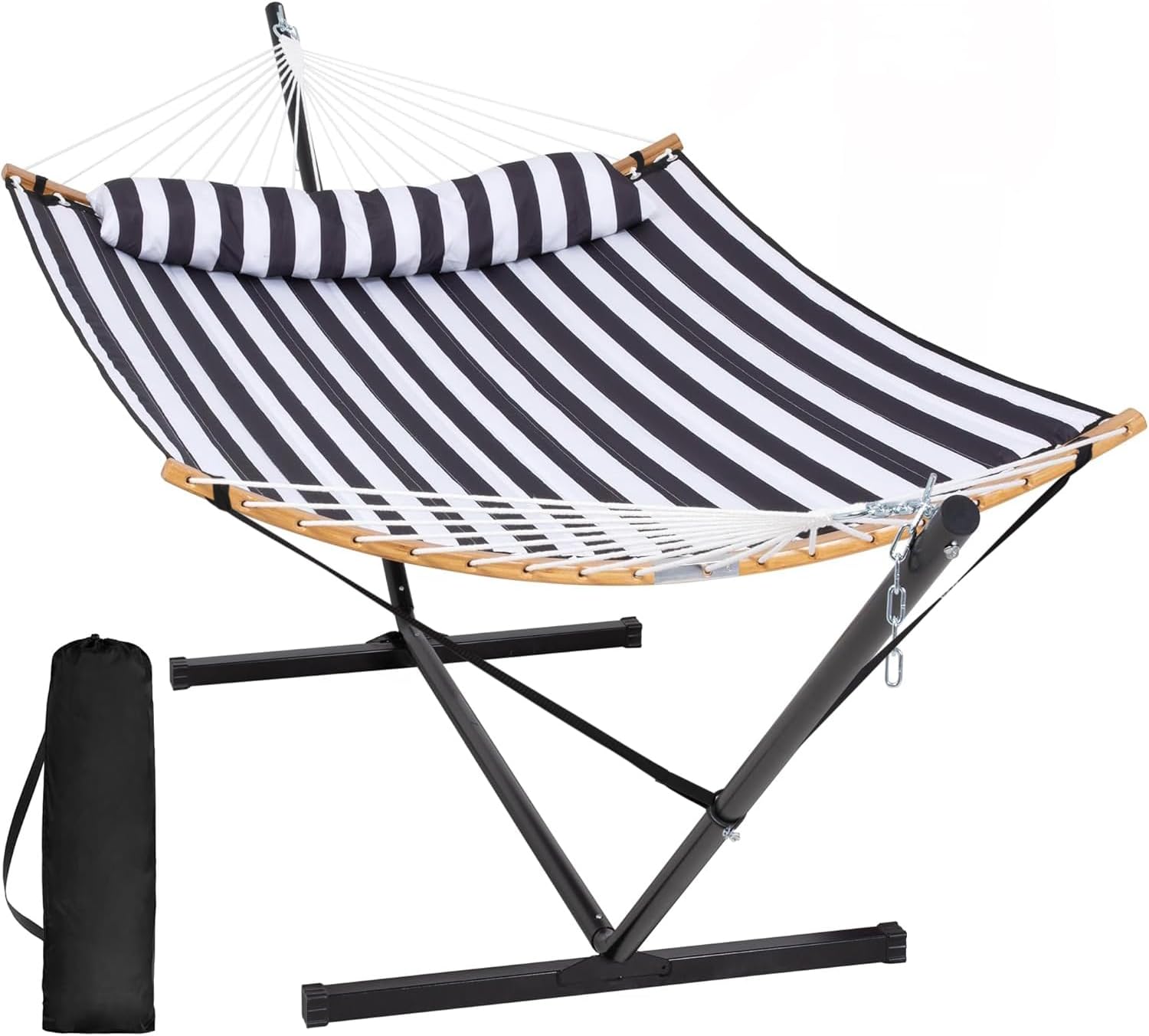 Junyora Portable Double Hammock with Spreader Bar Stand, Outdoor