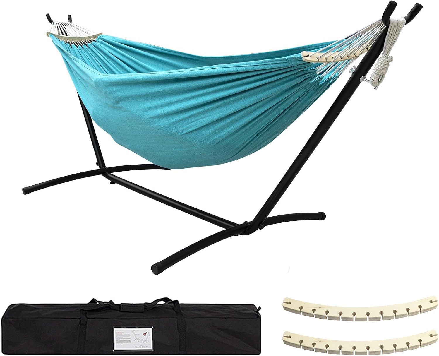 Junyora Double Hammock with Anti-Roll Bars & Carry Bag, Outdoor