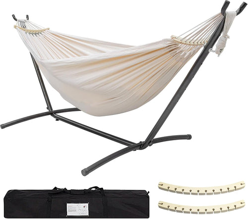 Junyora Double Hammock with Anti-Roll Bars & Carry Bag, Outdoor
