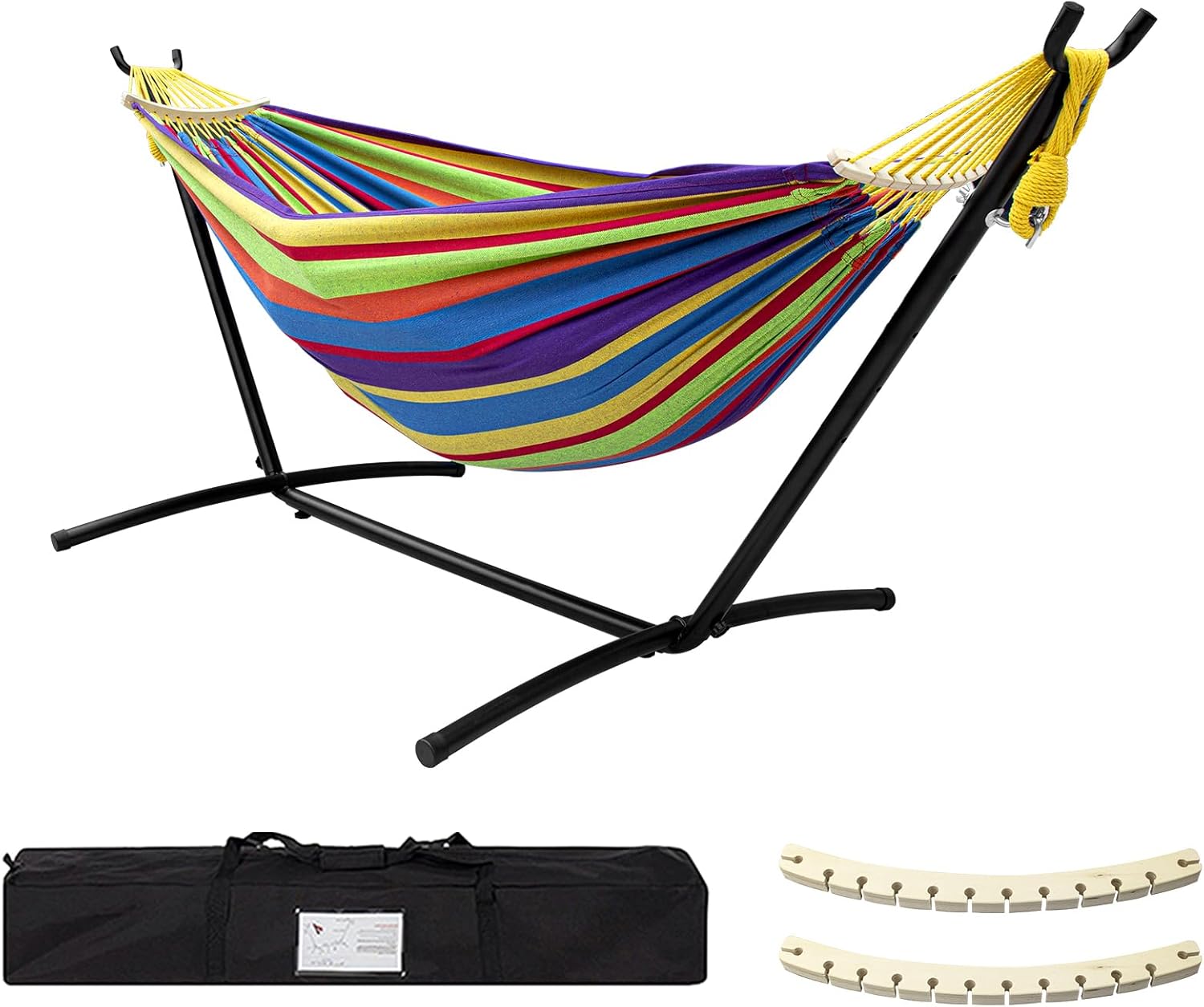 Junyora Double Hammock with Anti-Roll Bars & Carry Bag, Outdoor