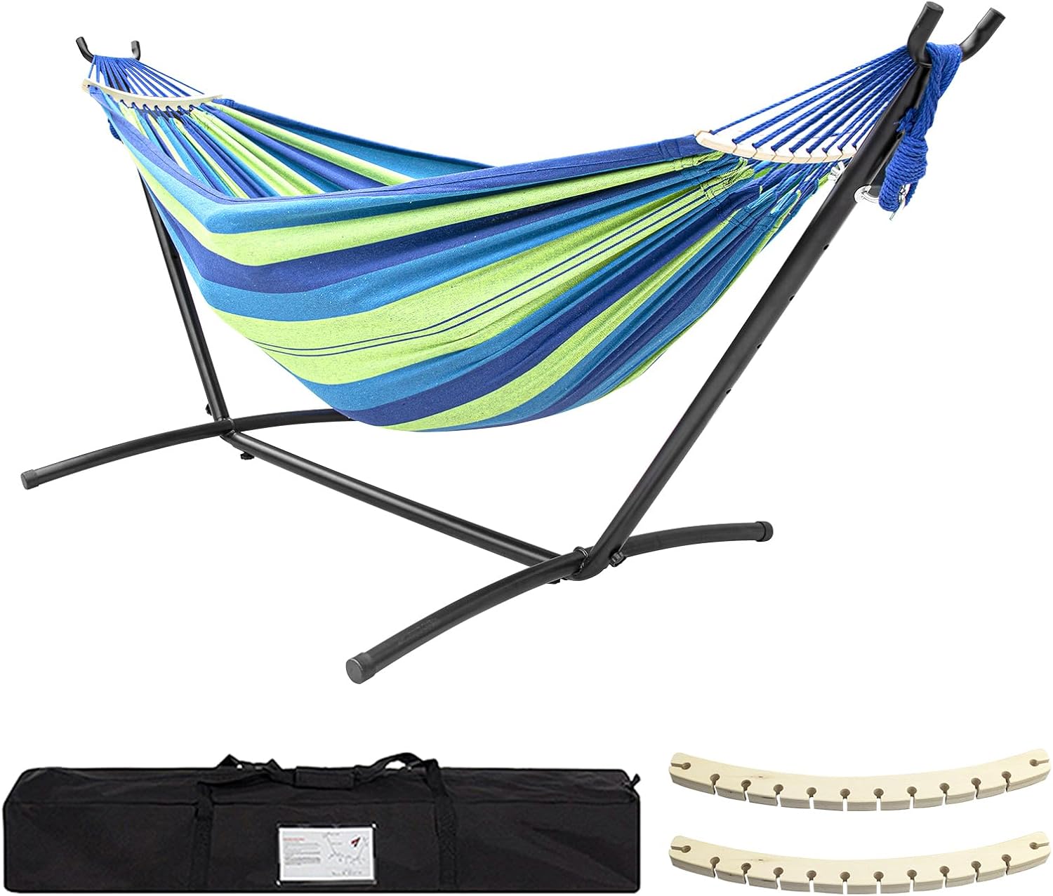 Junyora Double Hammock with Anti-Roll Bars & Carry Bag, Outdoor